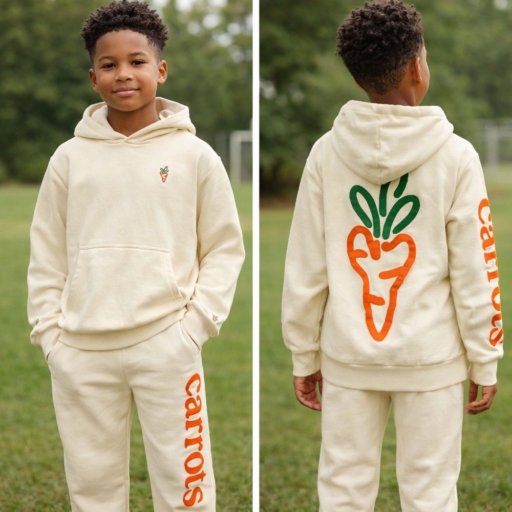 Carrots‎ by Anwar Kids Sweatsuit Set Youth L/12 Cream Hoodie Joggers Streetwear